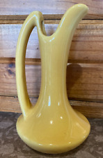 Vintage Niloak Pottery Yellow Glazed Handled Pitcher Ewer Vase 6 3/4" Tall
