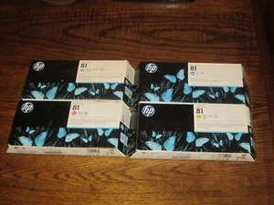 SET 4 HP 81 PRINTHEAD & CLEANER DESIGNJET 5500 CYAN LC MAG YELL C4951A C4953A - Photo 1/7