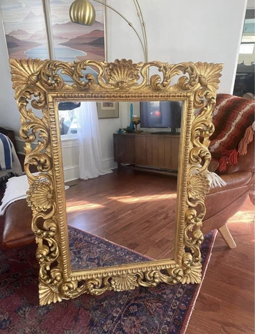 HUGE Vintage Italian Ornate Gold Floor Dressing Mirror Wall Mirror Cover