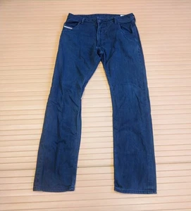 Diesel Jeans W33 (W32) L30 Mens Blue Krooley Slim Straight Cut 008QU Italy Zip - Picture 1 of 20