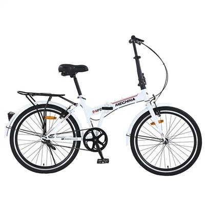 24" Folding Bike for Adults with Fenders Steel Frame Single Speed City Commuter - Image 1 of 4