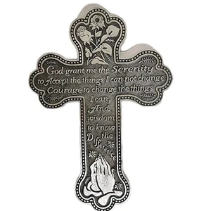 Serenity Prayer Cross Vintage Camco Pewter Wall Hanger  Silver Tone 5.5" X 4" - Picture 1 of 11