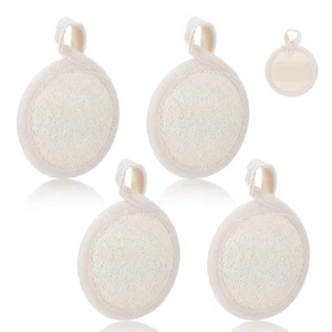4 Pcs Natural Loofah Sponge Facial Scrub Pads Exfoliating for Face Beige - Picture 1 of 8