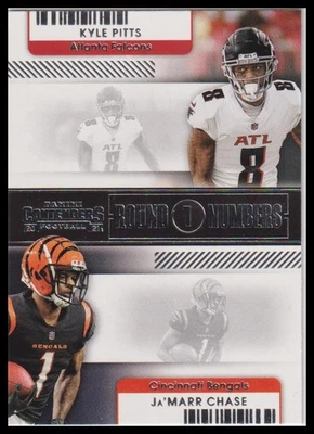 2021 Panini Contenders #RN-KPI Kyle Pitts / Ja'Marr Chase Round Numbers - Image 1 of 2
