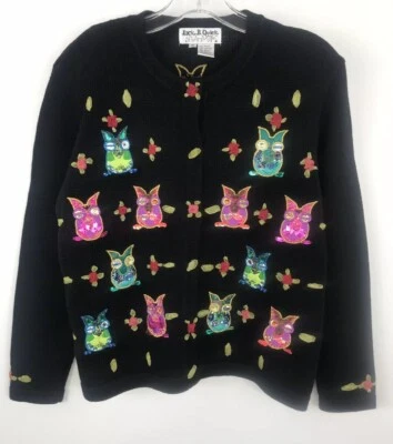 Suéter Jack B Quick Owl Para Mujer Adornado Cuentas Lentejuelas Bordadas Mediano  Foto 1 de 4