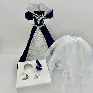 BARBIE bambola formale abito da sera vestito crinolina diadema gioielli MODA - Foto 1 di 5