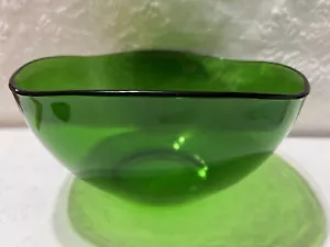 Vintage Vereco-Frankreich-Smaragdgrünes Glas-große 5” x 9 3/8” Servierschüssel (SIEHE) - Bild 1 von 16