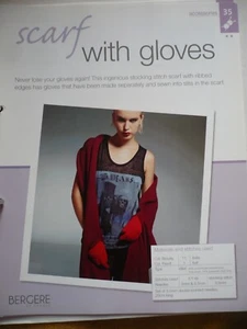 Scarf with Gloves Knitting Pattern from Bergere de France Magazine - Picture 1 of 3