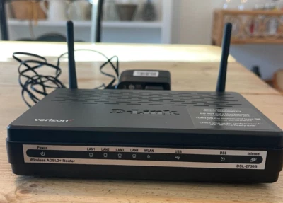 D-Link Verizon Internet Router DSL-2750B ADSL2+ w/ Power Supply 4-Port Wireless - Image 1 of 4