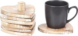 Heart Handmade Wooden Coasters Set of 6 with Holder - Picture 1 of 2