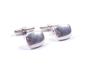 Cufflinks 925 Sterling Silver London 2015 Hallmarked T Bar Plain Design  17.9g - Imagen 1 de 7