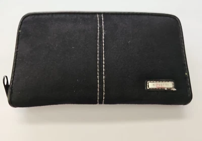 Rosetti Zip-Around Black Sueded Wallet Organizer Multi-compartments Zip Coin - Image 1 of 4