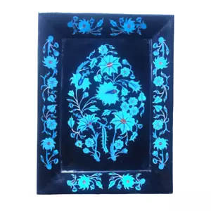 9"x12" Black Marble Serving Tray Decor Floral Inlay Art Handmade Home Decore . - Picture 1 of 8