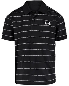 Under Armour black striped wordmark golf polo shirt NWT boys 5 - Picture 1 of 2