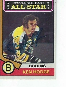 KEN HODGE FIRMADO 1974-75 TOPPS #128 - BOSTON BRUINS - Imagen 1 de 1