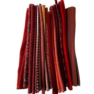 20 Designer Upholstery Fabric Remnants Red | Quilting Squares Craft Textile - Picture 1 of 6