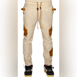 NWT The Hideout Co Men’s Snakes & Shapes Tan/Brown Cargo Jogger Pants - Size M - Picture 1 of 14