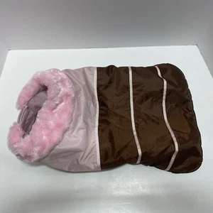 Companion Road Dog Coat/Rain jacket Pink Fur & Brown Size L - Picture 1 of 7