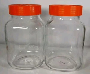 Fidenza Vetraria Square Jar with Solid Orange Lid - Picture 1 of 17
