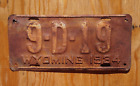 1934 Wyoming DEALER License Plate # 9 D 19