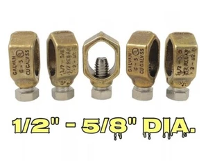 ☀️Universal Copper Ground Rod Clamp 1/2" - 5/8" Direct Burial 10-2AWG #4 Rebar - Picture 1 of 9