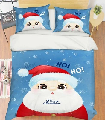 Juego de funda nórdica edredón fundas de almohada cama 3D Santa Navidad NAO2913 Queen King Fay Foto 1 de 4