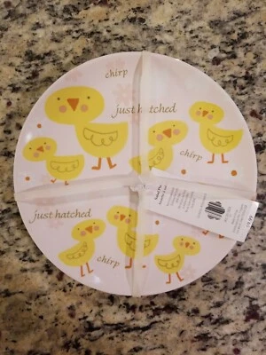 PIER 1 "HELLO SPRING" SET OF 4 NEW HARD PLASTIC SALAD PLATE BABY CHICKS DESIGN - Image 1 of 4