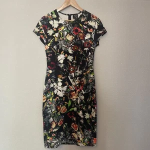 ALEXANDER McQueen McQ MULTI FLORAL BODYCON DRESS, SZ S - Picture 1 of 8