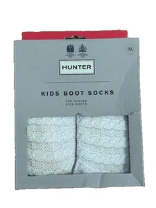 Hunter Kids Knitted Boot Socks Beige White XL Mini Cable Knit Recycled Extra Lrg - Picture 1 of 6