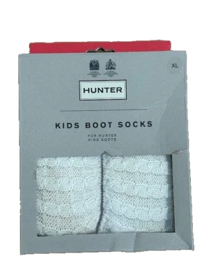 Hunter Kids вязаные ботинки носки бежевый белый XL мини кабель трикотажа переработанный дополнительный Lrg - Изображение 1 из 4