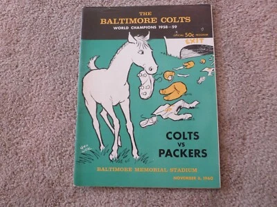 HTF NOVEMBER 6 1960 NFL Baltimore COLTS vs PACKERS Home Game Program EUC - Image 1 of 4