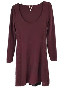 Victoria's Secret Burgundy Women's Long Sleeve Scoop Neck Knit Dress Sz Medium - Picture 1 of 7