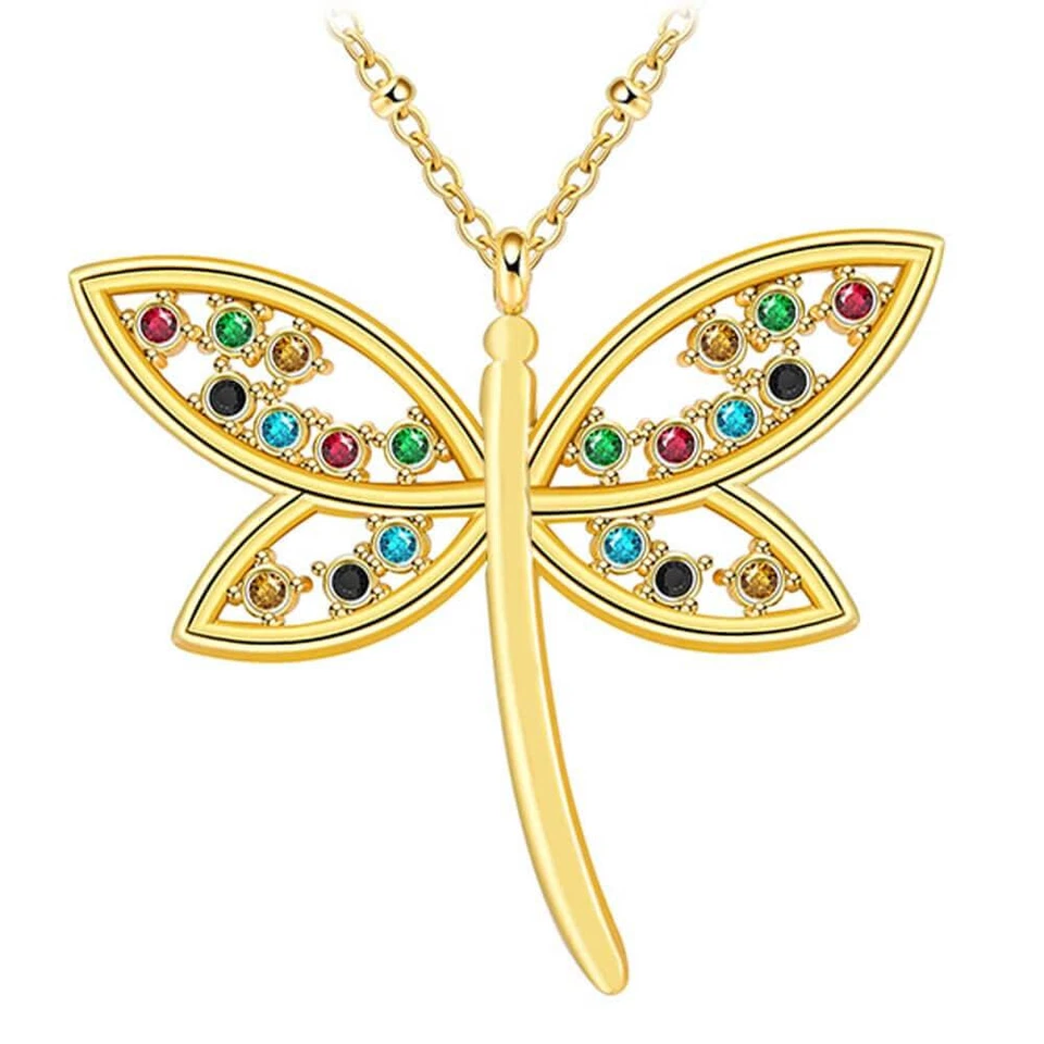 Halskette mit Anhänger " Libelle " gold,mehrfarbig,sehr schön gearbeitet (Ko.15) - Bild 1 von 1