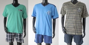 Larog Shorty leichter Herren Schlafanzug Kurz Pyjama Set aus Oberteil und Shorts - Bild 1 von 32