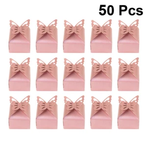 50PCS Pink Gift Boxes Hollow Wedding Candy Box Favor Gift Bags Decoration - Picture 1 of 12