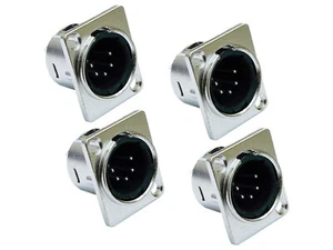 4er Set XLR Einbaubuchse Einbaukupplung Buchse 5-polig, D-Typ, male / silber - Bild 1 von 7