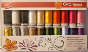 200m 20 Bulk Rayon Polyester Metallic Machine Embroidery Sewing Thread Gutermann - Picture 1 of 6