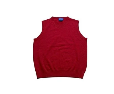 Pendleton Merino Wool Sweater Vest Men's Size Large Red V-Neck  Knit Top Preppy - Image 1 of 4