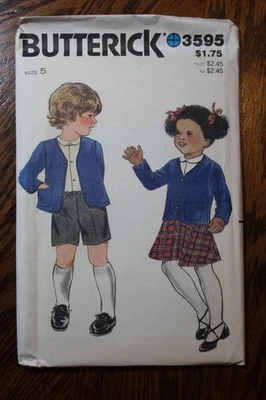 Butterick 3595 Sewing Pattern Childrens Jacket Shirt Skirt Shorts Size 5 Uncut - Image 1 of 3
