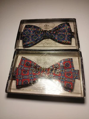 Pajarita Vintage Seda Corbata Ajustable en Caja Original Pre Atada Londres  Foto 1 de 4