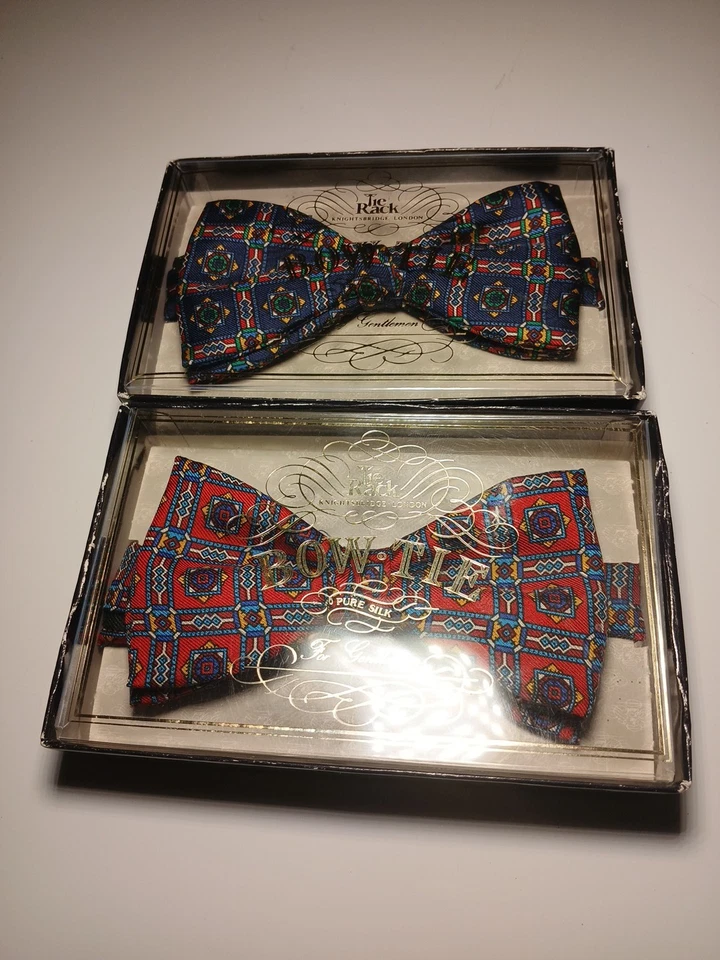 Pajarita Vintage Seda Corbata Ajustable en Caja Original Pre Atada Londres  Foto 1 de 4