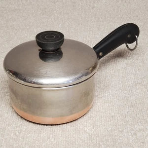 Sartén para salsa Revere Ware 1 Qt con tapa revestida de cobre Riverside CAL - Imagen 1 de 8