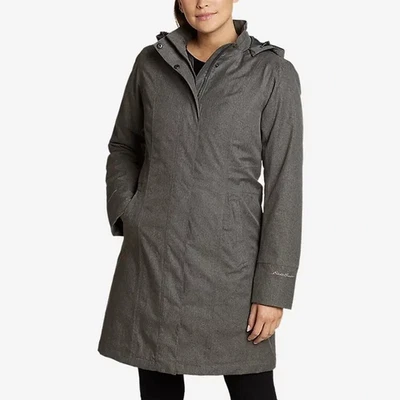 Eddie Bauer - Girl on the Go Insulated Waterproof Heather Gray Trench Coat - XL - Image 1 of 4