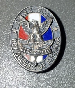 Vintage primi 1933-1956 Sterling BSA EAGLE SCOUT CAPPELLO SPILLA tipo 3 - Foto 1 di 6