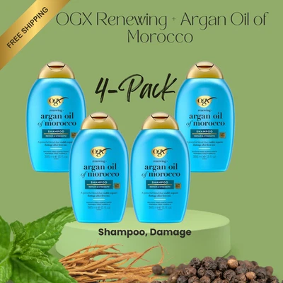 OGX Renewing + Argan Oil of Morocco Shampoo 385ml – 4‑Pack Bulk Value - Image 1 of 4