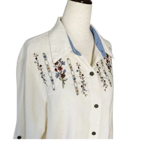 Camisa DE COLECCIÓN ALFRED DUNNER Bordada con Cuentas Talla Grande 16 XL 1X Cottage Floral - Imagen 1 de 8