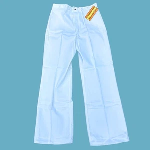 Vintage 1970s Maverick White Flare Pants Jeans Women 20 High Rise USA Made NWT - Picture 1 of 12