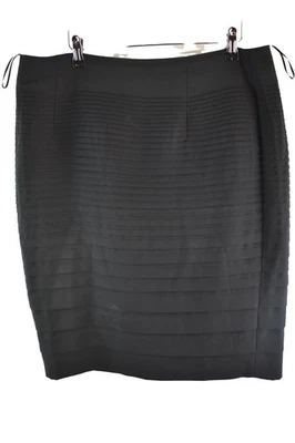 Hobbs Womans Polycester Ribbed Pencil Short Skirt Size 16 Black business Casual - Image 1 of 4