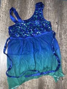 Justice sz 10 sequin blue green dressy Tank top shirt - Picture 1 of 5