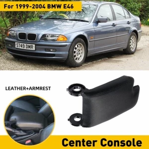Center Console Lid Armrest For BMW 3 E46 Series 1999-04 Arm Rest Cover Black New - Picture 1 of 9